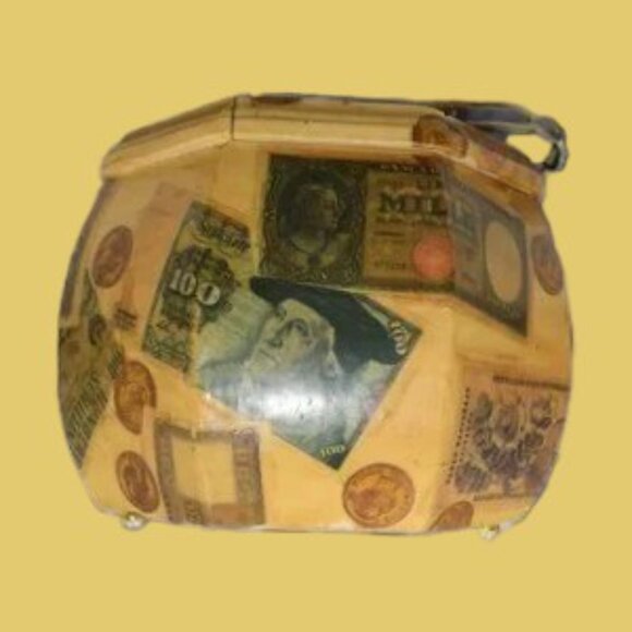 Vintage Mid-Century Decoupage Wood Box Handbag Old Money - Picture 6 of 16